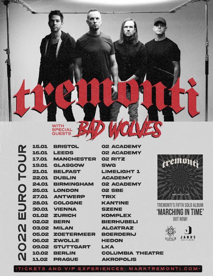 Heading to Europe early next year for the #MarchingInTimeTour - grab your tickets and VIP experiences today at MarkTremonti.com Bristol-Leeds-Manchester-Glasgow-Belfast-Dublin-Birmingham-London-Antwerp-Cologne-Vienna-Milan-Zoetermeer-Zwolle-Stuttgart-Berlin-Prague