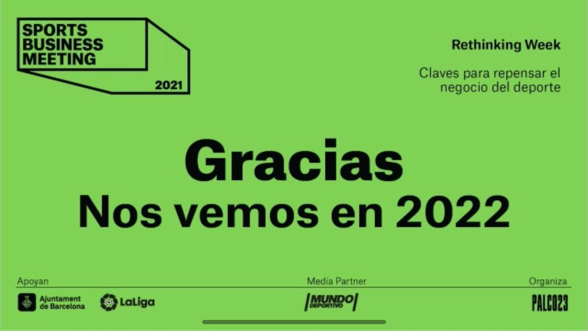 Palco23 (@palco23_es) on Twitter photo 🎯 ¡Hasta aquí la cuarta edición de Sports Business Meeting! Gracias por repensar con nosotros el negocio del deporte y a <a href="/bcn_ajuntament/">Ajuntament de Barcelona</a> <a href="/LaLiga/">LALIGA</a> <a href="/mundodeportivo/">Mundo Deportivo</a> por su apoyo
👉 ¡Nos vemos en Sports Business Meeting 2022!
#SBM2021 🎯 ¡Hasta aquí la cuarta edición de Sports Business Meeting! Gracias por repensar con nosotros el negocio del deporte y a <a href="/bcn_ajuntament/">Ajuntament de Barcelona</a> <a href="/LaLiga/">LALIGA</a> <a href="/mundodeportivo/">Mundo Deportivo</a> por su apoyo
👉 ¡Nos vemos en Sports Business Meeting 2022!
#SBM2021