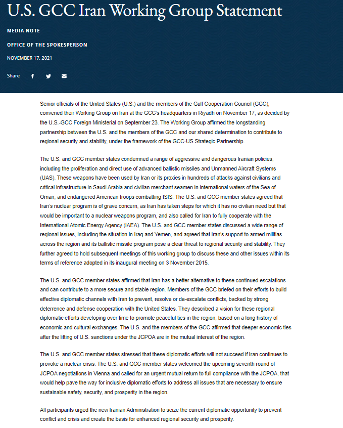 AliVaez's tweet photo. I spent most of last year working on regional diplomacy at the UN, and even having a sense of quiet efforts at de-escalating tensions between Iran and Gulf countries, these two statements issued in the last 24 hours are striking for several reasons. [thread] https://t.co/X0phKRvPol