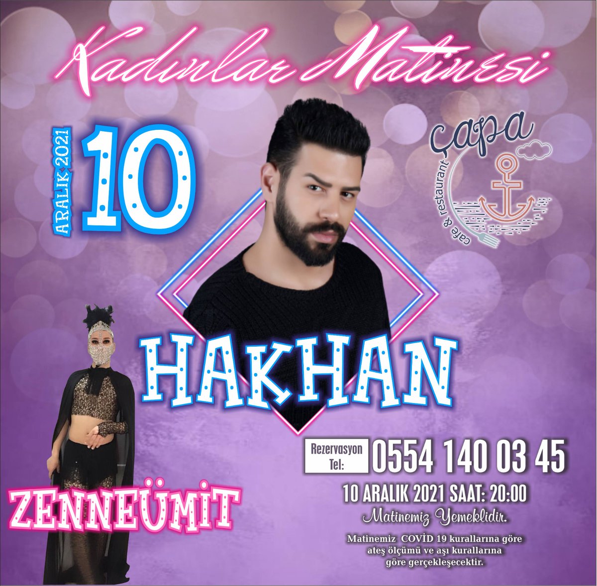Hakhananac's tweet photo. Yalova'mın en değerli hanımefendileri... 10 ARALIK CUMA gecesi Çapa Cafe Restaurant'ta Kadınlar Matinesinde buluşuyoruz... Yemekli olan gecemiz biletli olarak gerçekleşecektir... Yerler tükenmeden biletlerinizi temin ediniz...🎊🎀🎈🎤🎺 #hakhan #kadınlarmatinesi @capacafe https://t.co/FimTGg9ddP