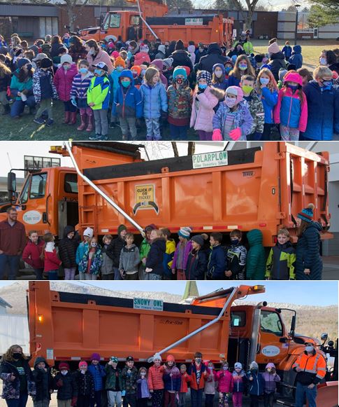 lsuuvt's tweet photo. This past fall, schools from around Vermont came up with names for VTrans snowplows in their local district. This week the students at Elmore, MES and SES got to meet their snow plow! Elmore โ Snowy Owl, MES โ Snowy Wolf Pup, SES โ Polar Plow. #lsuuvt #readyforsnow https://t.co/b4VGwOeXJ9
