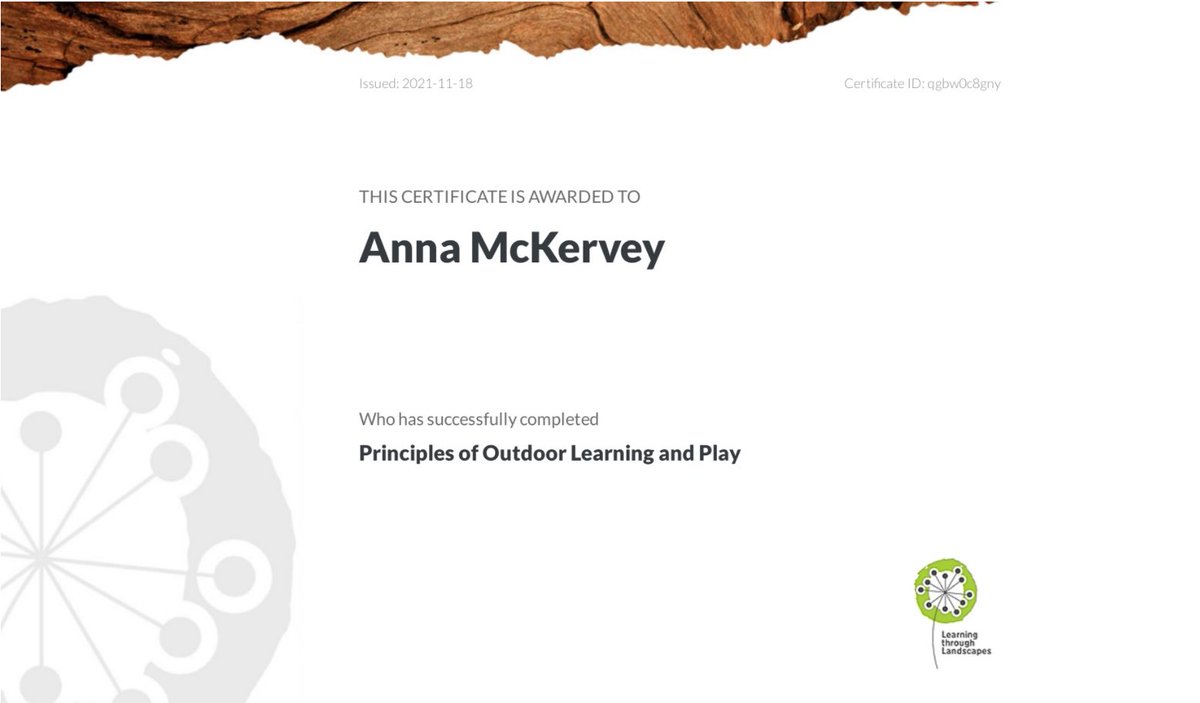 missmckervey's tweet photo. Another one! Online course completed all about the importance of bringing learning outdoors💚 https://t.co/paQZvc22eh