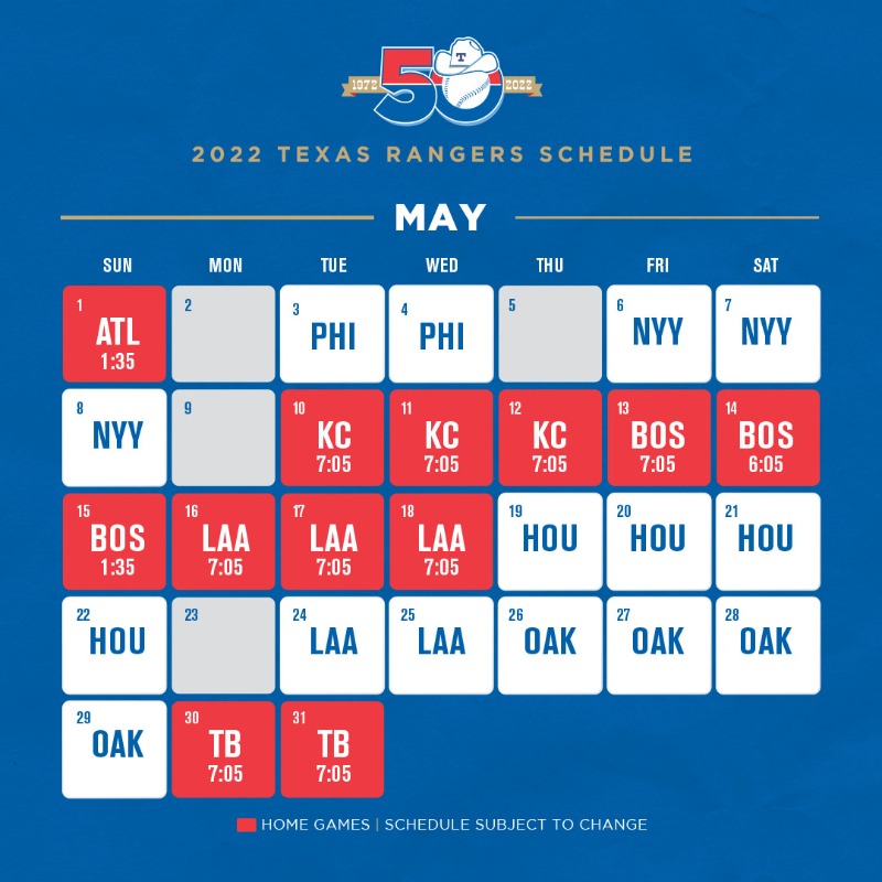 Rangers's tweet photo. ICYMI: We’ve got game times! ⏰