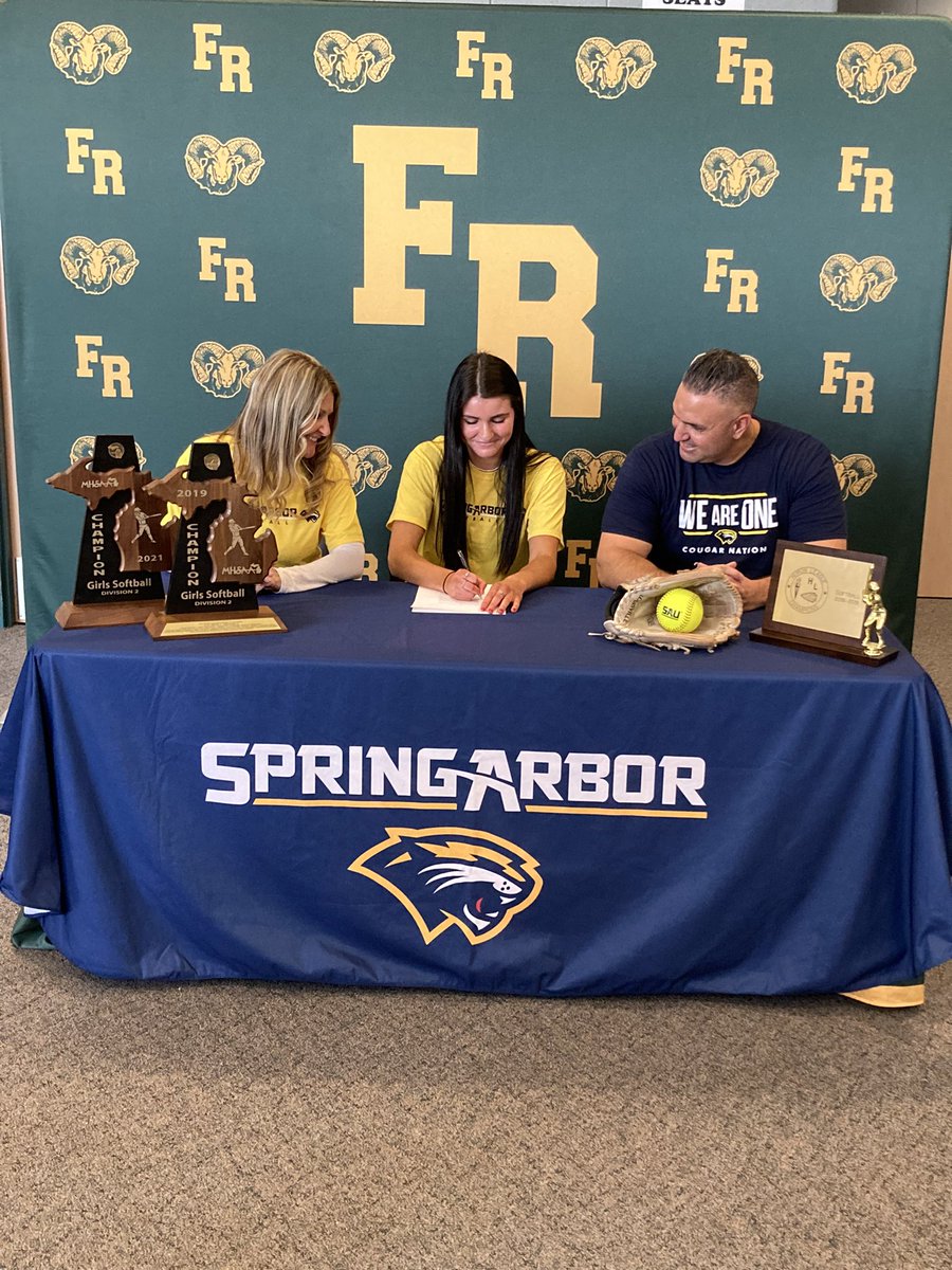 FR_Athletics's tweet photo. Congratulations to Lady Ram Matajia Cerroni for deciding to further her academic and athletic career at Spring Arbor University! Matajia will be playing softball for the Cougars of @SAUCougarsSB #warh #RamsAtTheNextLevel πππ https://t.co/EV6snJLx4n