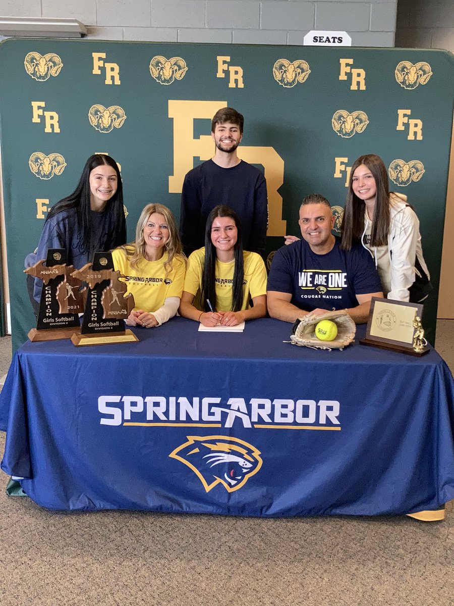 FR_Athletics's tweet photo. Congratulations to Lady Ram Matajia Cerroni for deciding to further her academic and athletic career at Spring Arbor University! Matajia will be playing softball for the Cougars of @SAUCougarsSB #warh #RamsAtTheNextLevel πππ https://t.co/EV6snJLx4n