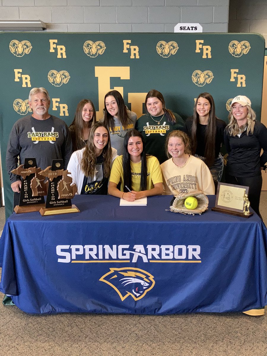 FR_Athletics's tweet photo. Congratulations to Lady Ram Matajia Cerroni for deciding to further her academic and athletic career at Spring Arbor University! Matajia will be playing softball for the Cougars of @SAUCougarsSB #warh #RamsAtTheNextLevel πππ https://t.co/EV6snJLx4n