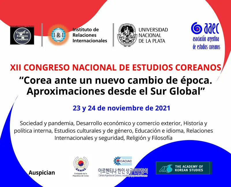 iriunlp's tweet photo. #IRIinvita 
XII CONGRESO NACIONAL DE ESTUDIOS COREANOS “Corea ante un nuevo cambio de época. Aproximaciones desde el Sur Global” @CoreanoXii 
🗓️ 23/11 ⌚️ 13.30hs
Mesa 3:   𝗔𝗿𝘁𝗲 𝘆 𝗰𝘂𝗹𝘁𝘂𝗿𝗮
Programa https://t.co/Bl0ld36ii3 https://t.co/hYR7Fo9SXP