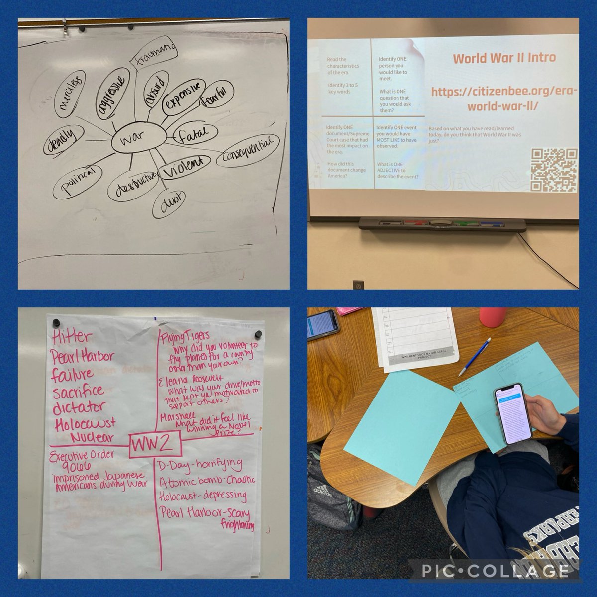 MDSHistory's tweet photo. Using #mindmaps and #learningthattransfers strategies as well as @Texas_LRE Citizen Bee resources to discuss what makes a war just as an intro into World War II @TxSocialStudies #TXCSS2021 @MsEmilyEElliott https://t.co/vw0G3nu60v