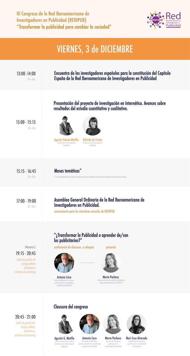 Te compartimos el programa del viernes 3 de diciembre. Un gran cierre sin duda. No te quedes fuera redipub.org