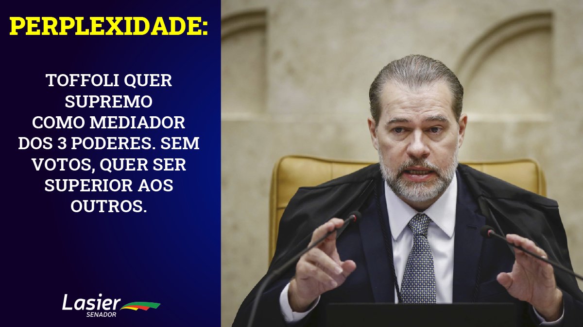 lasiermartins's tweet photo. Fiquei perplexo com a afirmação do ministro Toffoli durante o 9º Fórum Jurídico de Lisboa, em Portugal. Sem votos, o ministro quer que o STF seja superior aos outros poderes.

#PorMudançasNoSTF
#PraFazerDiferente
#OSenadorDoRioGrande https://t.co/94HnQsgU0o