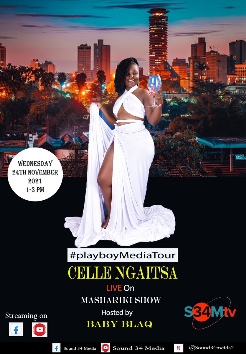 BabyBlaq5's tweet photo. Exclusive interview next Wednesday 24th Nov featuring @Ngaitsacelle Live on #MasharikiQueensshow as we unveil her new music video #Playboy supporting our own #playke 90% at exactly 1-3 Pm Wcw of the day Don't Miss, See Poster for details.
#Unityempireventures
#msaniikioochajamii https://t.co/L7h4VZ5ItJ