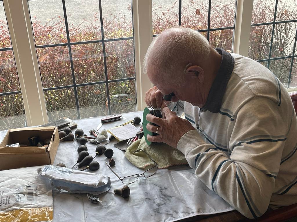 LittleAstonGolf's tweet photo. It's been a while since we've been able to hold an awards presentation, so we were excited to see our engraver on site this week preparing all the trophies. Not quite the @TheOpen but the history behind some of the trophies is really special. #artisan #WellDone #winners https://t.co/rz488C2H9s