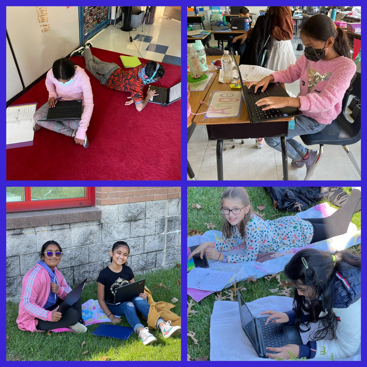 werosta_teach's tweet photo. Taking advantage of the weather while editing and revising our personal narratives! #personalnarratives #5thgraderocks #peerediting #readwithintention #showdonttell @prattien @HawkTalkIF @sherrysassine @DuboisSb https://t.co/IoB5sROUEc