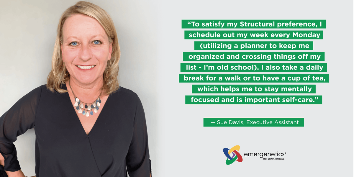 Emergenetics_'s tweet image. Sue Davis, Executive Assistant, shares #remote work tips that help her stay on track and engaged. #WFHtips #PeopleofEmergenetics