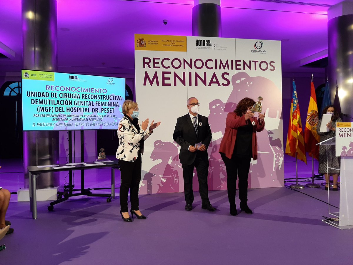 GVADrPeset's tweet photo. 🟣🏅Un gran honor recoger este Premio "Meninas 2021" para la Unidad de Referencia para la Cirugía Reconstructiva de la Mutilación Genital Femenina de @GVADrPeset que otorga la @DGobiernoCV a estrategias para combatir la violencia contra las mujeres. ¡Seguiremos trabajando duro!💪 https://t.co/zEODUr5am1