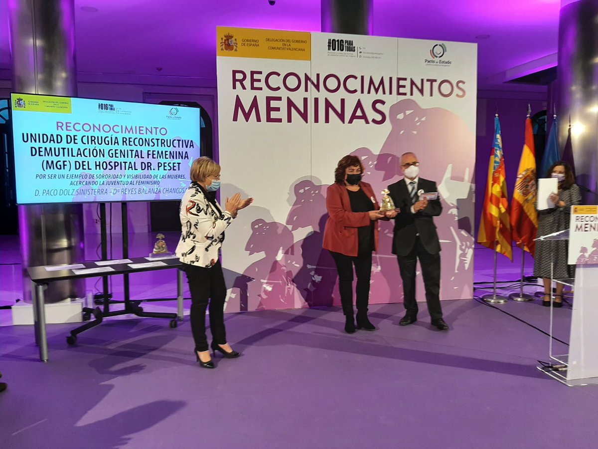 GVADrPeset's tweet photo. 🟣🏅Un gran honor recoger este Premio "Meninas 2021" para la Unidad de Referencia para la Cirugía Reconstructiva de la Mutilación Genital Femenina de @GVADrPeset que otorga la @DGobiernoCV a estrategias para combatir la violencia contra las mujeres. ¡Seguiremos trabajando duro!💪 https://t.co/zEODUr5am1