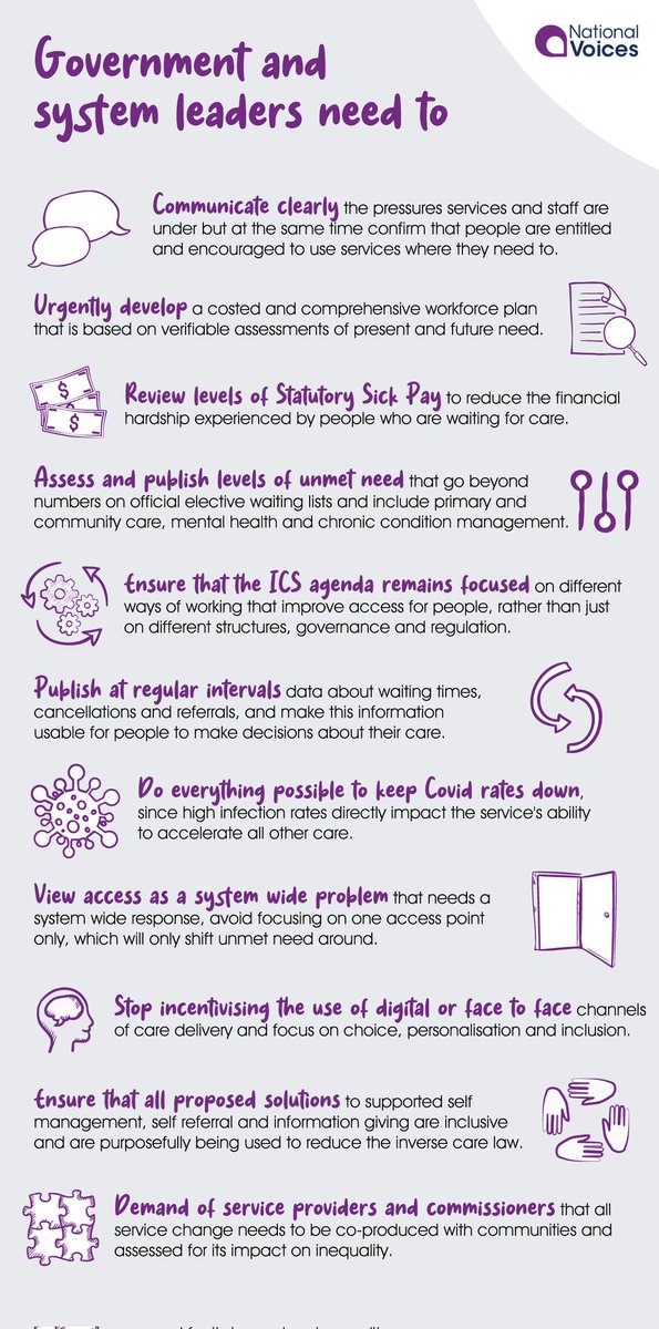 sineadei's tweet photo. So many people have Disabilities and health conditions that worsen due to delays in treatment and lack of coordination.
The formation of ICS can improve this and we *all* have a role to play in making a better system.
Infographics from @NVTweeting #NVPrinciples https://t.co/pMjs0NxYAT
