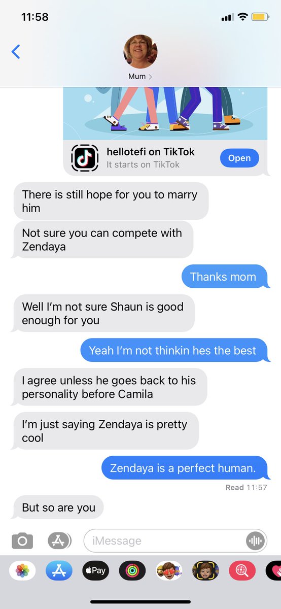 My mom has always dreamt of me marrying <a href="/ShawnMendes/">Shawn Mendes</a> until he started dating Camila. Meanwhile, my heart belongs to <a href="/TomHolland1996/">Tom Holland</a>. This is her response when I sent her a video saying they broke up.