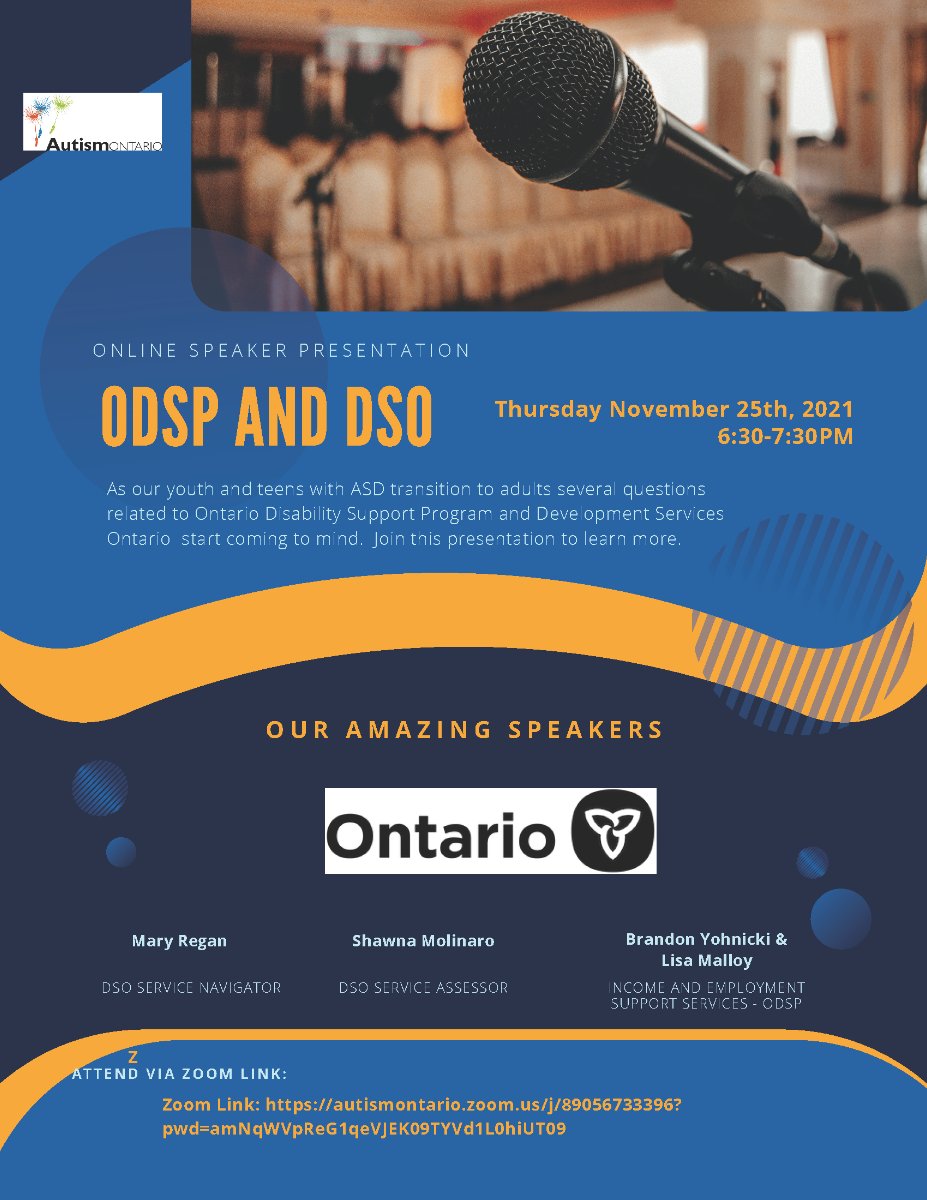 Join Autism Ontario West Region for presentations by ODSP and DSO - Nov 25th - mailchi.mp/57a660f81619/a…