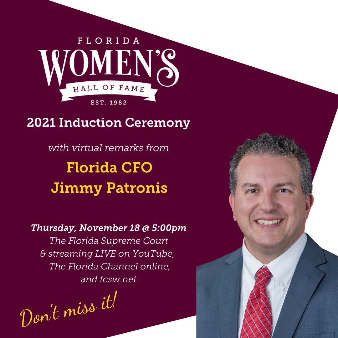 flacsw's tweet photo. We are grateful for the support of our officials who regularly give their resources to assist us and our programming. This year, we are excited to host our first HYBRID #FLWHOF with virtual remarks from @AGAshleyMoody, CFO @JimmyPatronis, and Commissioner @NikkiFriedFL #WHOF2021 https://t.co/uOhHXBZIsi