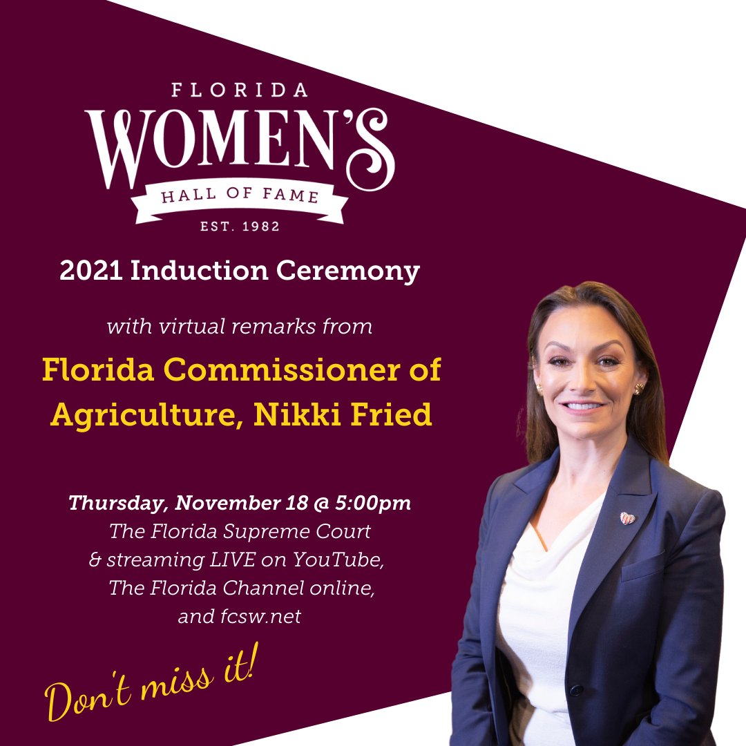 flacsw's tweet photo. We are grateful for the support of our officials who regularly give their resources to assist us and our programming. This year, we are excited to host our first HYBRID #FLWHOF with virtual remarks from @AGAshleyMoody, CFO @JimmyPatronis, and Commissioner @NikkiFriedFL #WHOF2021 https://t.co/uOhHXBZIsi