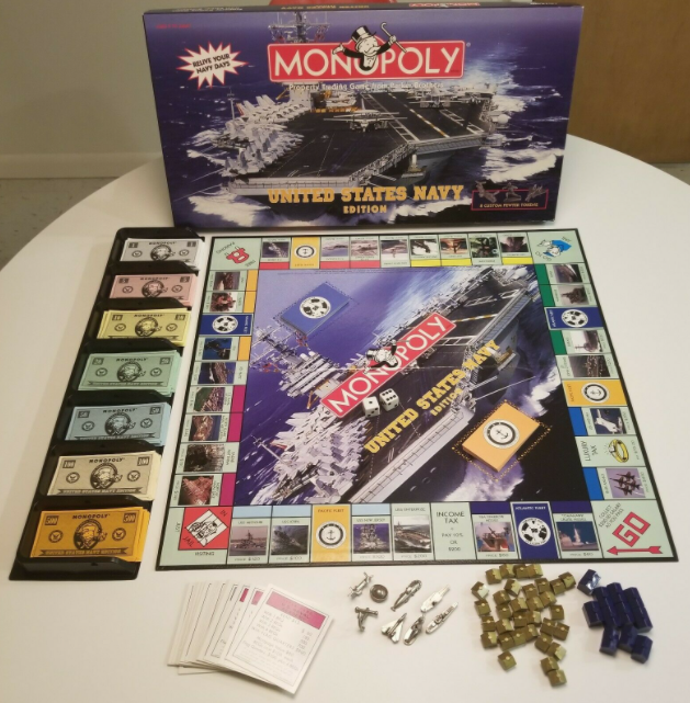 USFleetForces's tweet image. "Do not pass Go"
 National Play Monopoly Day recognizes one of the most popular board games in the world! In 1998, a limited "Navy" edition with tokens: submarine, aircraft carrier, F/A-18, destroyer, H-60 helicopter and 2nd Class diver pin.  #USNavy #MonopolyDay #NavyHistory
