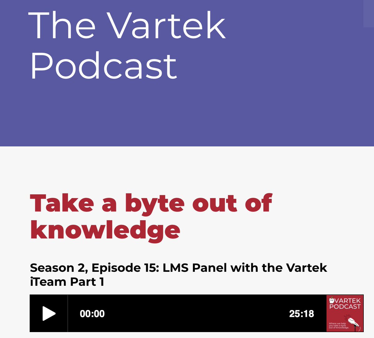 The <a href="/VartekPodcast/">The Vartek Podcast</a> was created to bring conversations from top #EdTech professionals in the industry to you! Find us on Apple Podcasts, Spotify, BuzzSprout or right on our website. Next episode goes live on 11/23! ow.ly/ijbv50GP7j6