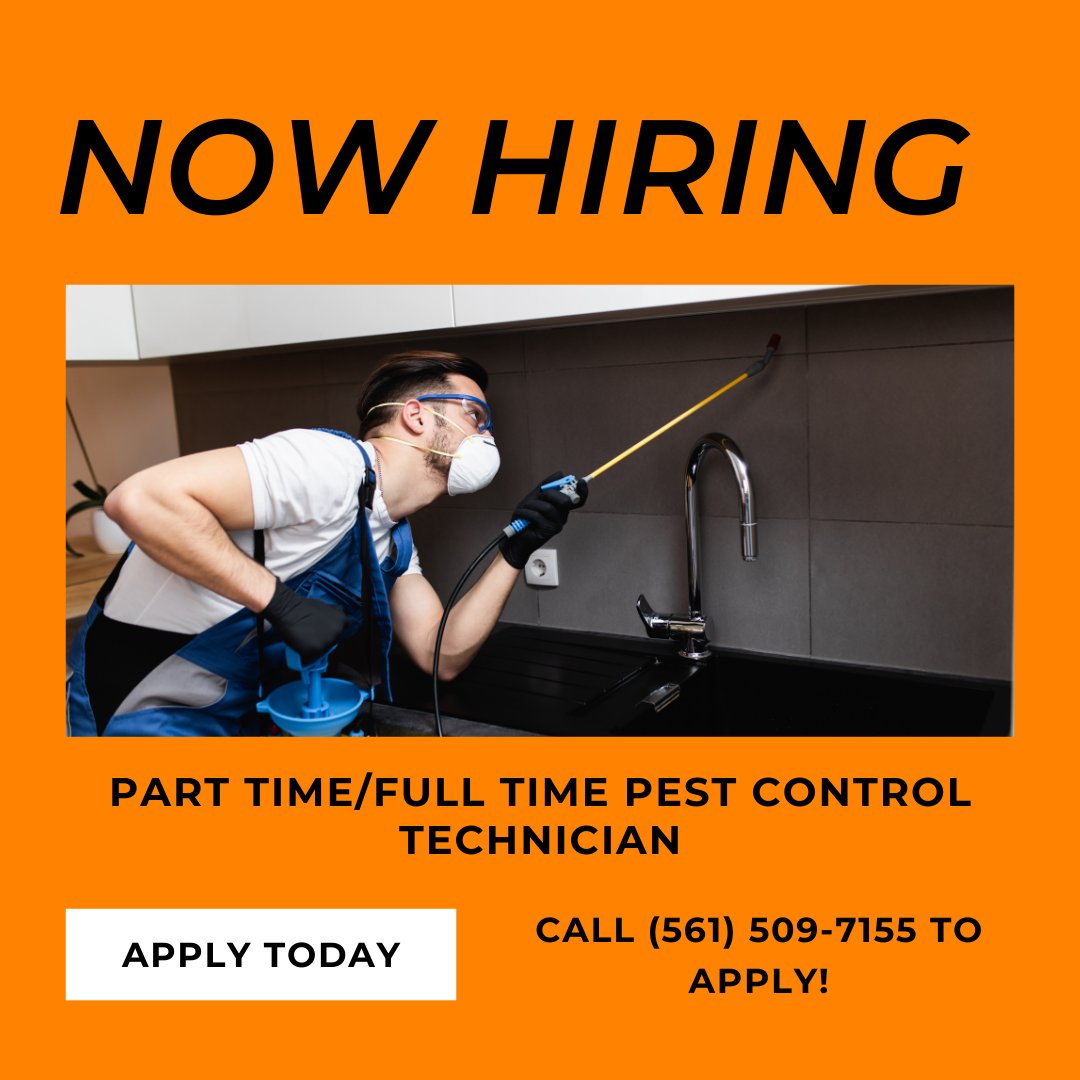 ForeverGonePC's tweet photo. We are currently looking to hire a pest control technician. If interested in the position please contact our office for the application. 
(561) 509-7155 https://t.co/xW2WfzM0if