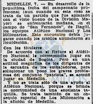MundoMillos's tweet photo. #TBT ¿Sabían que MILLONARIOS le ayudó a Nacional para salvarlo de su liquidación en 1952? El Embajador fue local frente a los verdes en Itaguí para donarle al club paisa la recaudación de la taquilla. 

Fue 2-2. (Julio "Stuka" Ávila y Alfredo DiStéfano) 

#LaPreviaConMundoMillos https://t.co/n8veDCAOhl