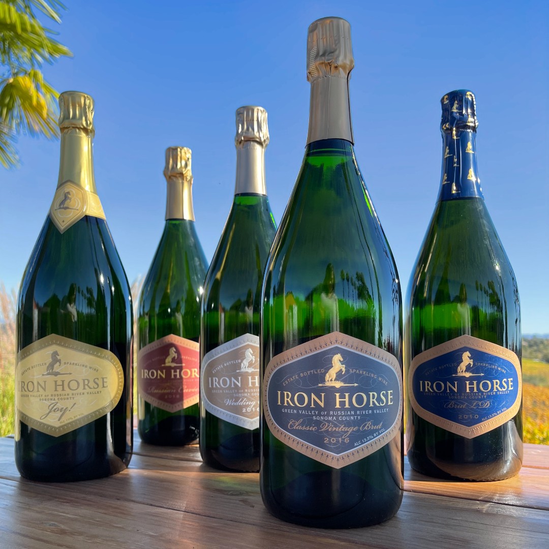 IronHorseVyds's tweet photo. When it comes to wine, bigger IS always better. We have limited quantities of #magnums available for the holidays. Shop online or give us a call at 707.887.1507 to check availability. Why not double the fun? #californiasparkling #largeformats #thirstythursday https://t.co/ISpoeM8gKQ