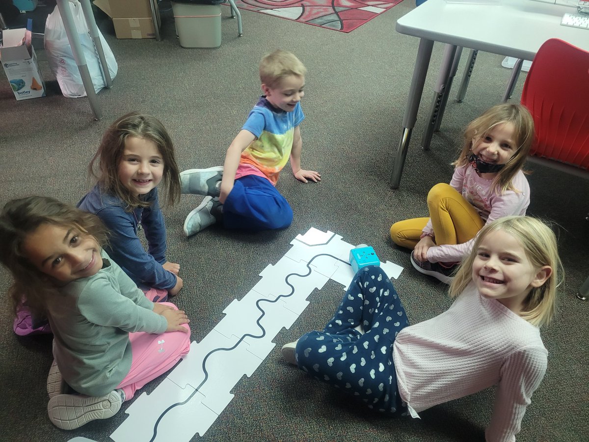 NPMrsD's tweet photo. In Kindergarten, we've started a unit on robots.  Today we explored with Botley's line following feature. #Botley #Robots @NP_CentralElem https://t.co/jXK3OkxnBk