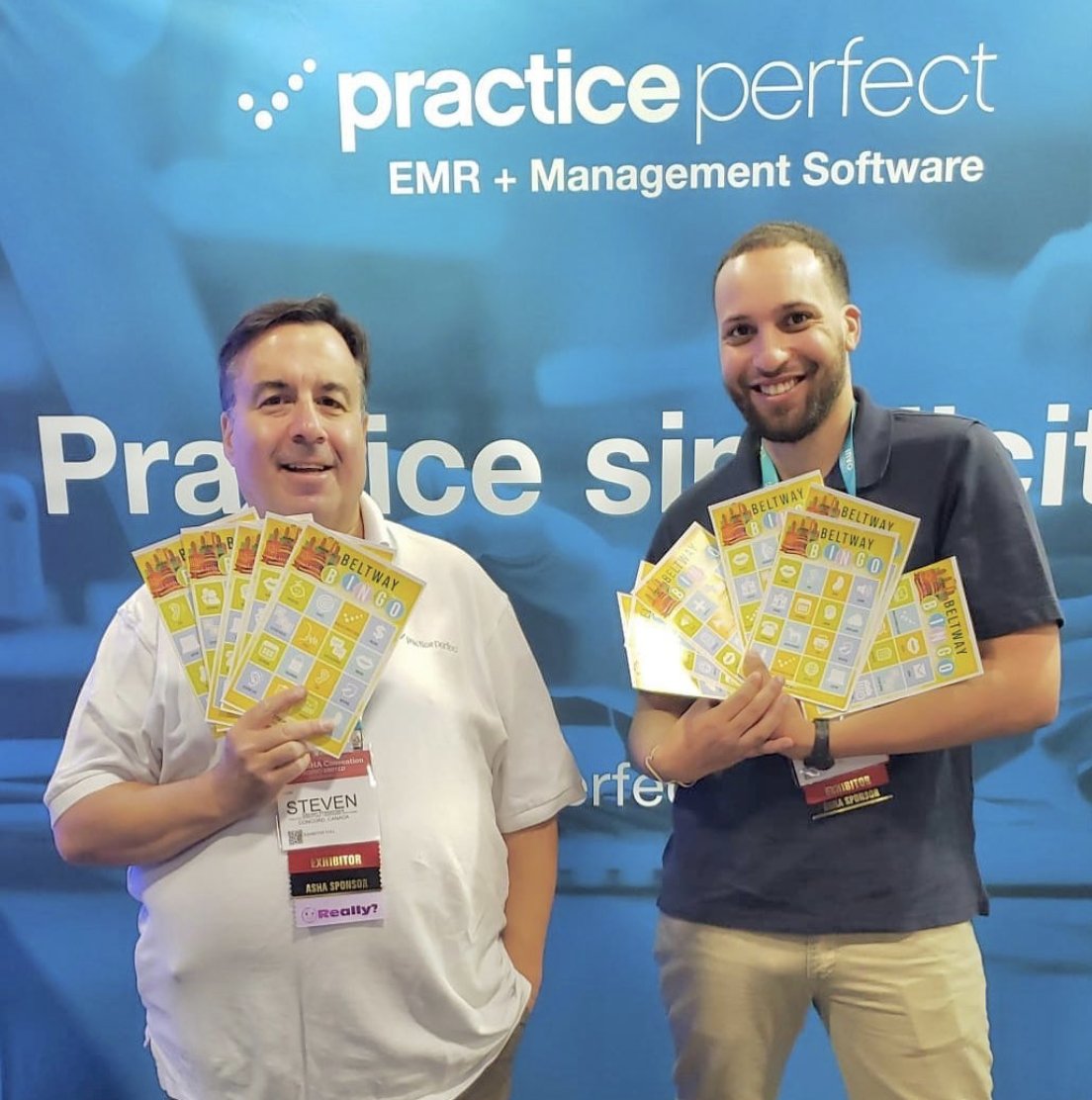 PracticePerfectEMR (@practiceperfemr) on Twitter photo We're here at #ASHA21 Booth 616!!
Come by for our daily Bingo games for your chance to win $$$
Game times: 11:00am • 1:00pm • 3:00pm
<a href="/Speechtacular/">Justin Goldstein, CAE</a> #slpeeps #speechies #slp We're here at #ASHA21 Booth 616!!
Come by for our daily Bingo games for your chance to win $$$
Game times: 11:00am • 1:00pm • 3:00pm
<a href="/Speechtacular/">Justin Goldstein, CAE</a> #slpeeps #speechies #slp