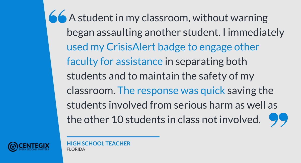 _CentegixOLD's tweet photo. In critical moments, simplicity & speed are crucial to an effective response. CENTEGIX empowers educators & administrators to direct help where it is needed—easily & quickly. See more stories of CrisisAlert in Action: https://t.co/iiDb4qpJ81
#schoolsafety #PushButtonHelpComes https://t.co/rmkJmcl6lS
