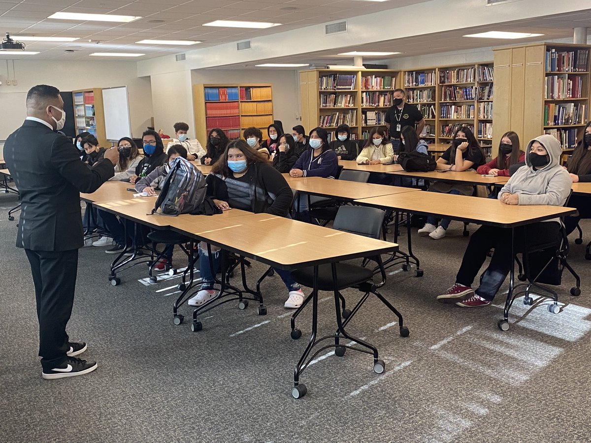 DM_North's tweet photo. Dr. Jose Enriquez is talking to @LatinxHigh about @latinosinacti0n and the power students have — their language skills, their talents, and their leadership potential. 

50 students are here engaging today! https://t.co/mwn9fndKo7