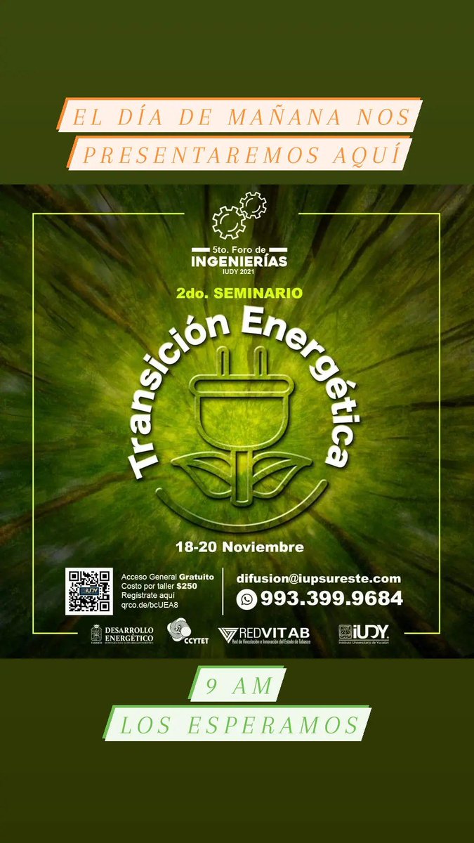 Solar4Eat's tweet photo. Mañana nos presentaremos a las 9 AM en el 2do. Seminario de Transición energética. 
Agradecemos la invitación de la Secretaria para el Desarrollo Energético del Estado de Tabasco.
¡Los esperamos! https://t.co/luFQJNg08h