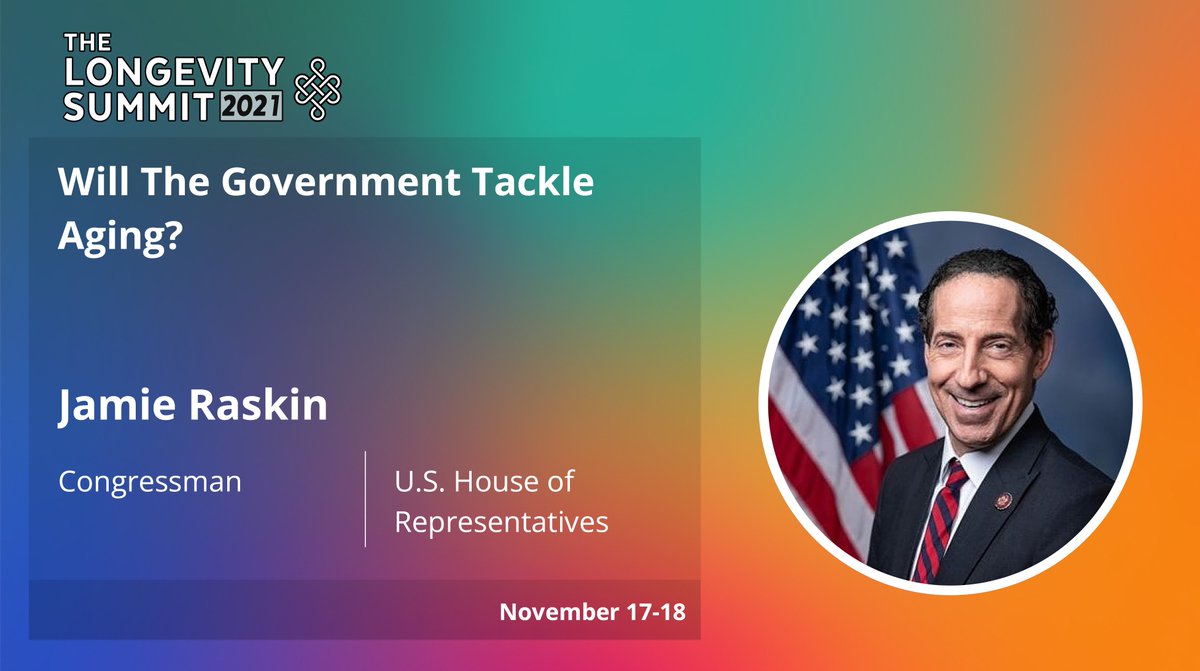 Join us at 1 PM ET TODAY to hear our keynote speaker, Jamie Raskin, a Maryland Congressman. Apply to attend for FREE: longevitysummit.io/?utm_source=tw…

#longevity #digital