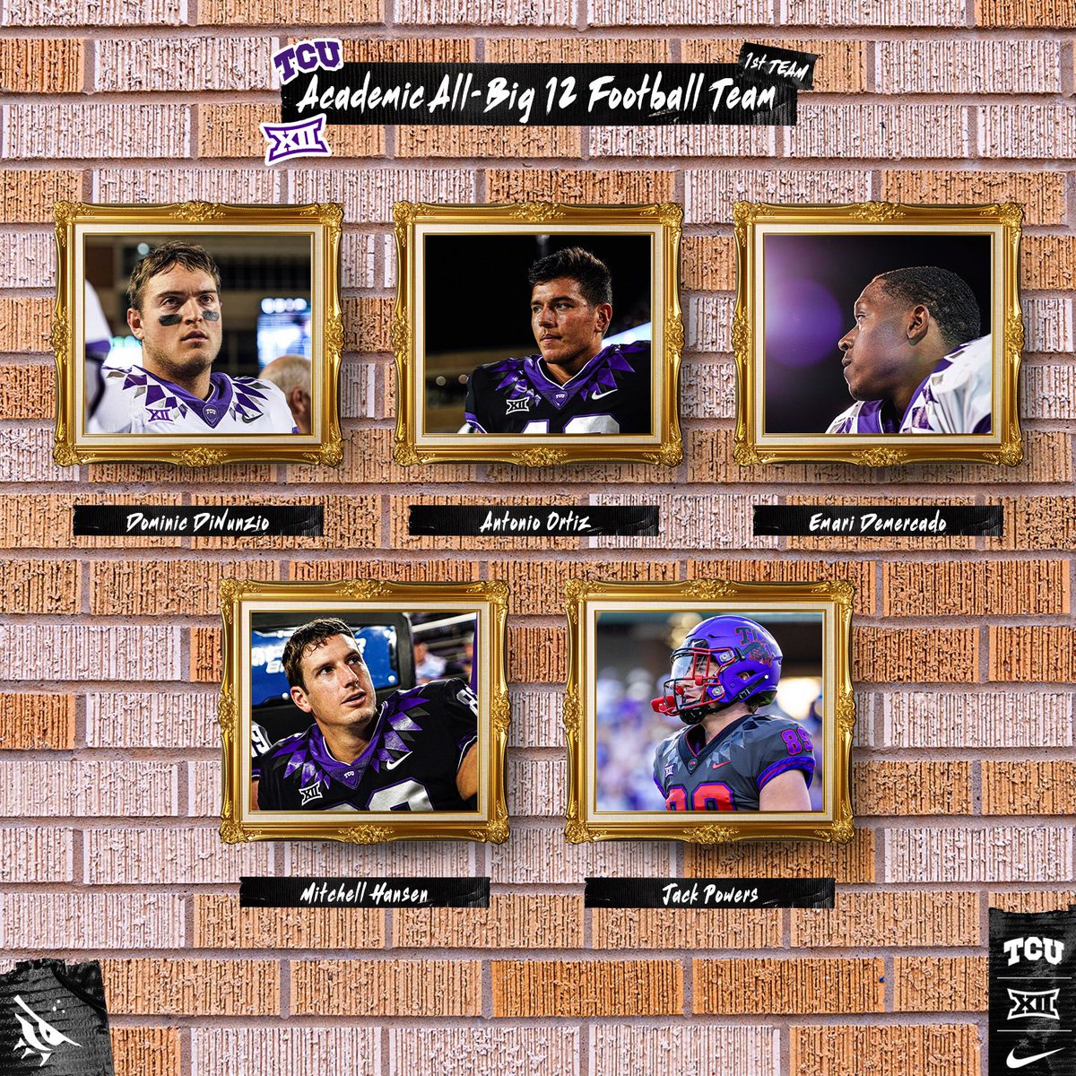 TCUFootball's tweet photo. Major 🐸🆙 for all our Academic All-Big 12 members #GoFrogs https://t.co/p7lboUUy6N