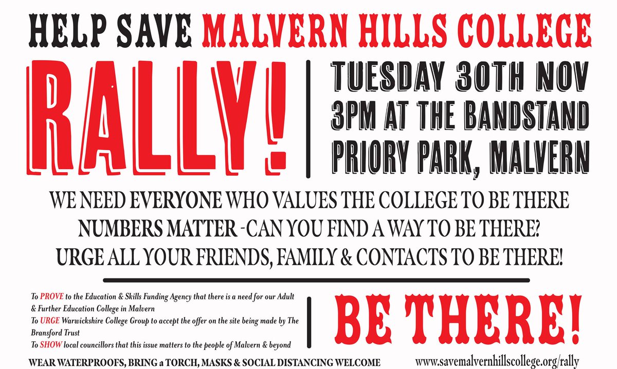 Please join us if you support saving our fantastic Malvern Hills College for future generations -lets not let Wanton Corporate Greed win! Our community needs our college, please help! #savemalvernhillscollege #malvernhills #WorcestershireHour #MalvernHillsHour