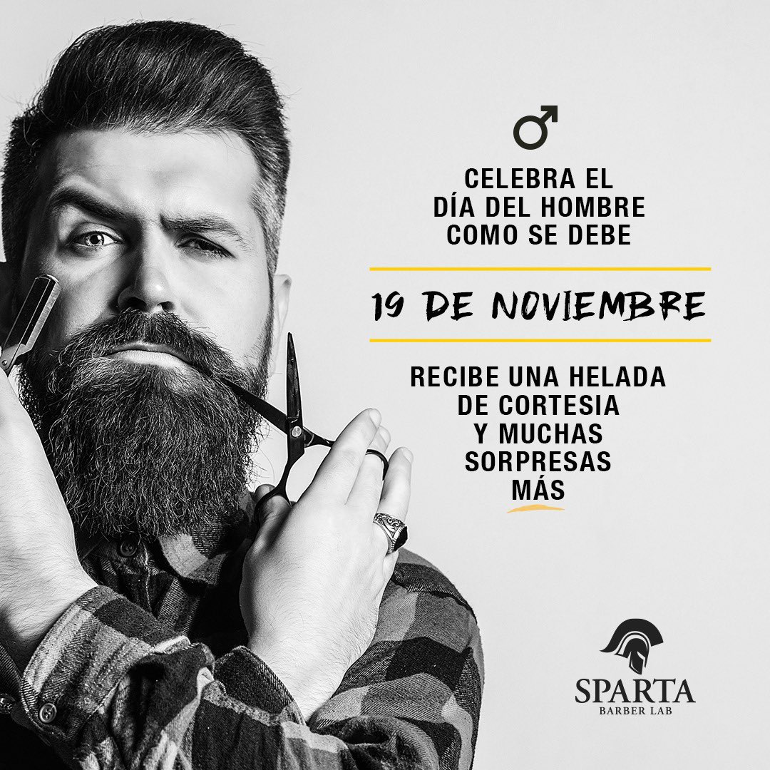 spartabarberlab's tweet photo. ¡Celebra con nosotros el DÍA DEL HOMBRE! 💪 este viernes 19 de noviembre las heladas van por parte de la casa, visítanos y participa en nuestras rifas podrás ganar cortes, servicios gratis y muchas sorpresas más. 😎🍻

👉 Haz tu reservación llamando o escribiendo al: 7150-9143 https://t.co/20zUXY7Dtm