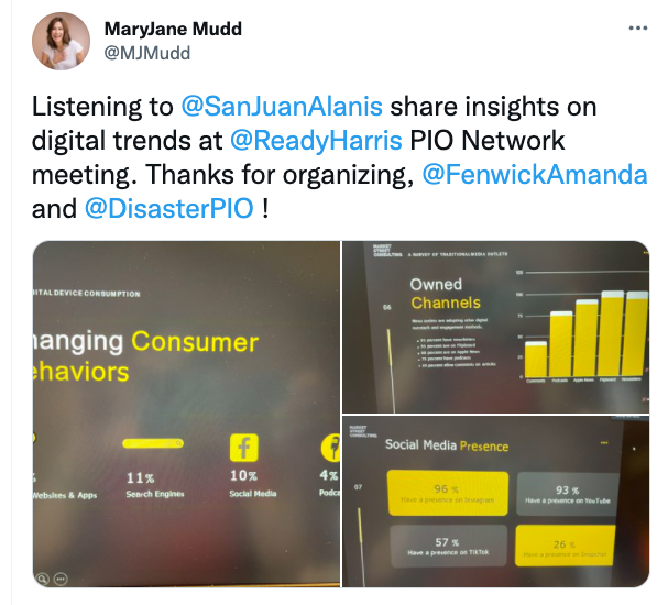 Enjoyed sharing my passion for original content creation and podcast production with the Harris County PIO Network this morning through my presentation on 'Digital Content Marketing in the Age of COVID-19.' 

Hoping to have a few new programs to listen to in the near future!