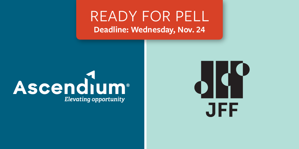 AscendiumEP's tweet photo. Ready for Pell proposals are due Wednesday, Nov. 24 to @jfftweets, intermediary partner in Ascendium’s $4.7 million, two-year initiative to support and strengthen postsecondary education in prison programs. https://t.co/f9gfnSS9MP
#AscendiumEP #ReadyForPell https://t.co/rotHpQRt9J
