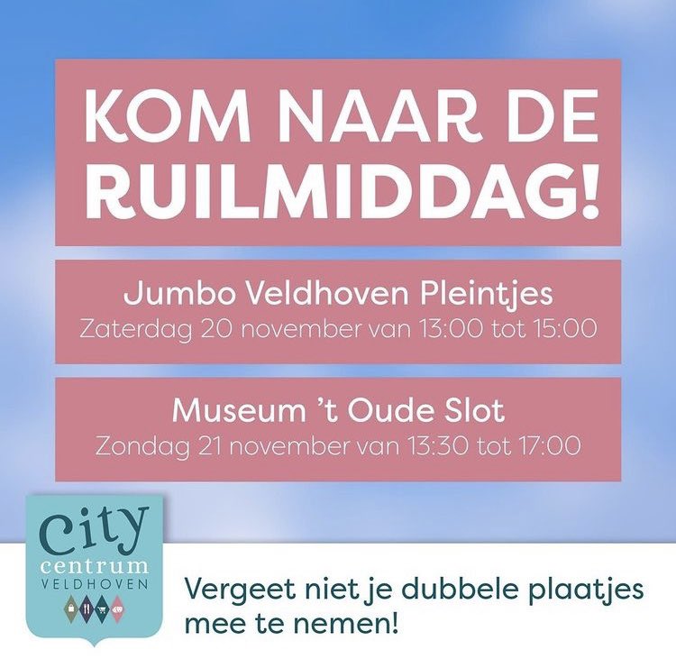 Heb je het verzamelalbum van 100 jaar #Veldhoven nog niet vol? Kom dan naar de ruilmiddag in ons museum: a.s. zondag van 13.30 tot 17.00 uur. Een dag eerder is er ook nog een ruilmiddag bij Jumbo in het <a href="/CitycentrumVHV/">CitycentrumVeldhoven</a>. Meer info: museumoudeslot.nl/activiteiten