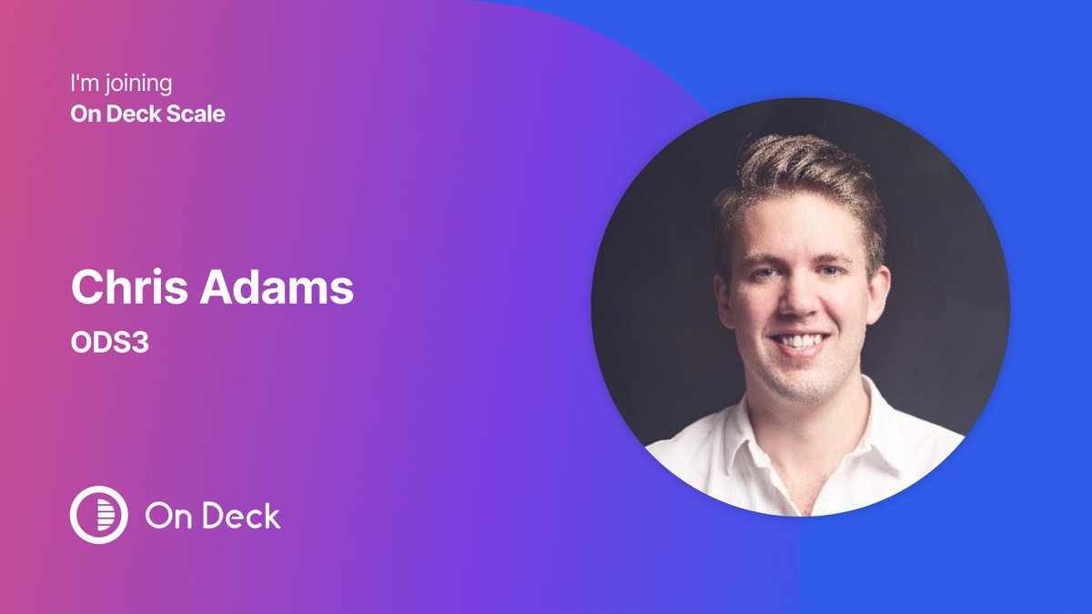 Very excited to be joining <a href="/beondeck/">On Deck now ODF</a>'s new Scale cohort!

Thanks to <a href="/tywalrod/">Ty Walrod</a> and <a href="/JoshSushan/">Joshua Sushan</a> for bringing me on board. #ODS3 #wagmi