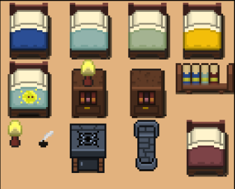 RealMakerStudio's tweet photo. Novos Moveis de casa saindo do forno logo com a variações de cama! 😁

#dev #desenvolvimento #pixel #pixelart #gamedvelopment #games #game #aseprite https://t.co/tBjOVBsCf4