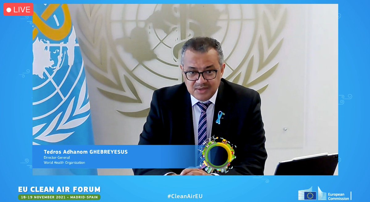 @DrTedros 'The #COVID19 pandemic is a vivid reminder of just how important the simple act of breathing is to life.  
 
Nobody should die from breathing.   
 
And yet every year, an estimated 7 million people worldwide die because they inhale polluted air'-@DrTedros at the #CleanAirEU Forum