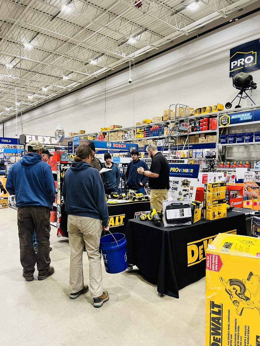 EricaPro472's tweet photo. Delwalt Rep Kenny is here helping us celebrate #PROvember!! Thanks Kenny for helping us get our Pro’s the right tools for their jobs! #proservices #proloyalty #partnership @DEWALTtough @JesseHickey10 @JonathanEverha9 @TCGray472 @NestorAndino1 https://t.co/7ULMTI5X8l