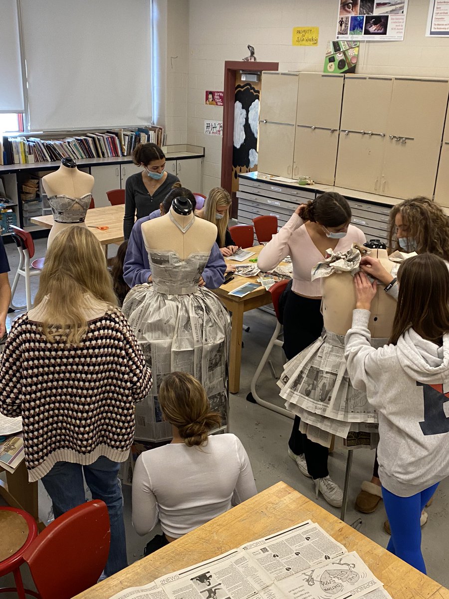 <a href="/NCHSCourant/">NCHS Courant</a> check out how we’re upcycling your old issues in the Fashion Merchandising &amp; Design Class. Can’t wait to show you the final product next week! <a href="/NCHS_CT/">NCHS</a> #fashion #education