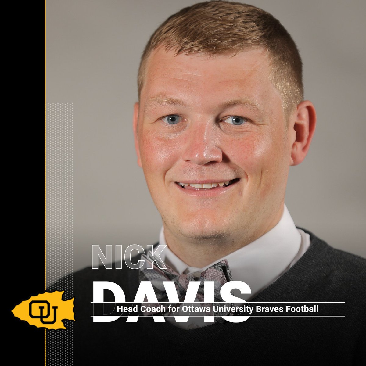 BravesAthletics's tweet photo. .@OttawaUFootball @CoachNickDavis has been named the 28th coach in program history. Congratulations Nick! To view the release, click on this link: https://t.co/YC3rD9e6UP #BraveNation https://t.co/etNiD5hLNR