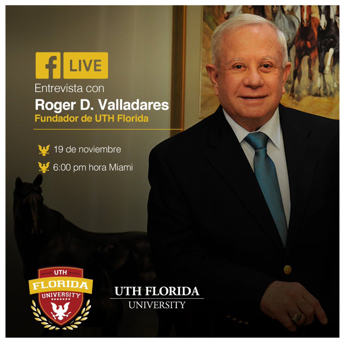 Estimada comunidad digital,

Les invito a participar en este Facebook Live donde hablaré sobre visión y liderazgo empresarial será, este Viernes 19 de noviembre. 

Hora: 6:00pm Miami, Florida.
facebook.com/events/9340429…

Les espero.
