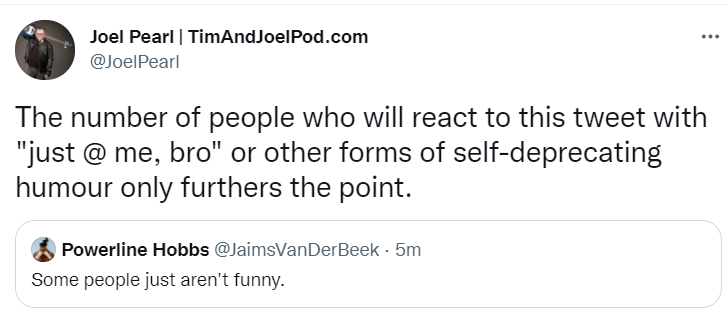BackyardiganBB's tweet photo. @JoelPearl If there was ever a screenshot that needed to be sent to @MenPostinTheirL https://t.co/hMpTl8asLO